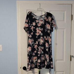 Just Be Floral Midi Dress - Black and Pink